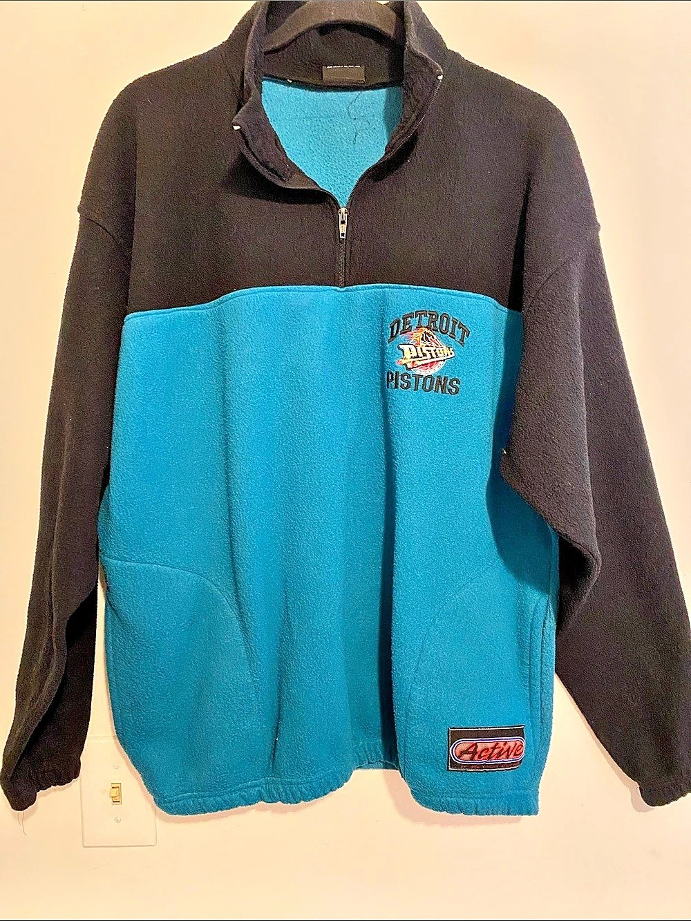 Active Detroit Pistons quarter-zip fleece jacket Teal & Black